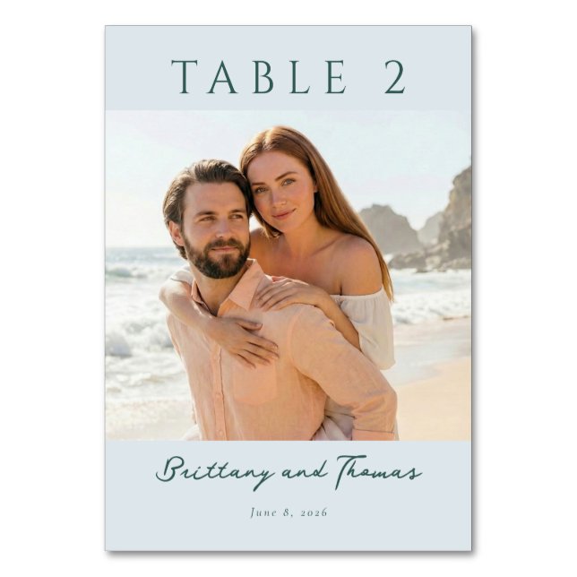 Serene Teal Beach Photo Bordsnummer (Framsidan)