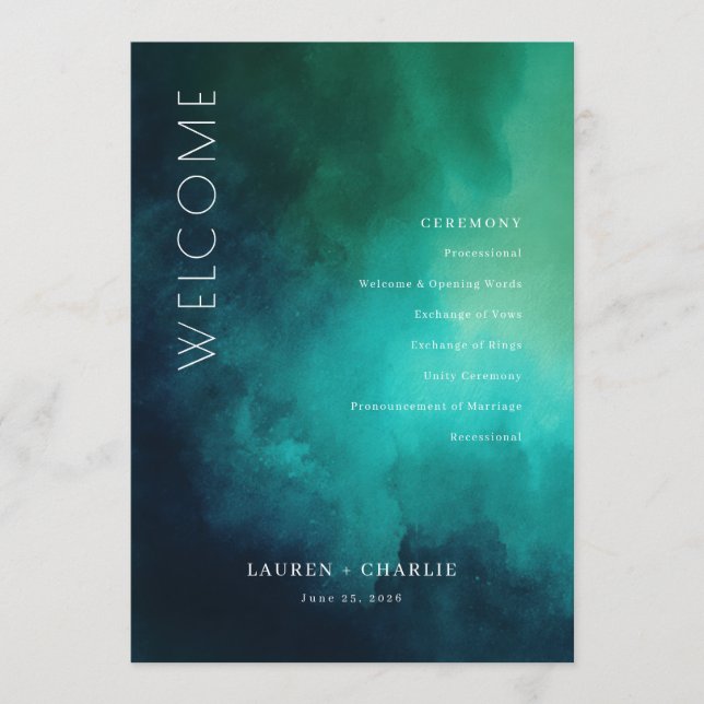 Serene Teal Watercolor Waves Program (Framsida)