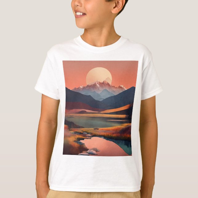 Serene-toppar: ett minimalistiskt landskap T-Shirt (Framsida)