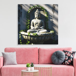 Serene Tranquil Buddha Fontän Canvastryck