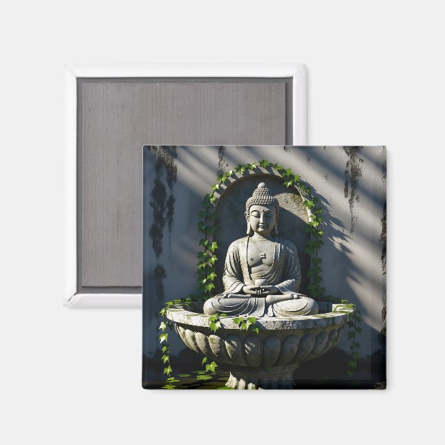 Serene Tranquil Buddha Fontän Magnet (Front/Back)
