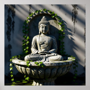 Serene Tranquil Buddha Fontän Poster