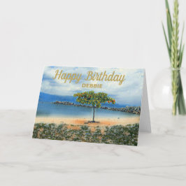 SERENE TROPICAL BEACH ANPASSNINGSBAR BIRTHDAY KORT