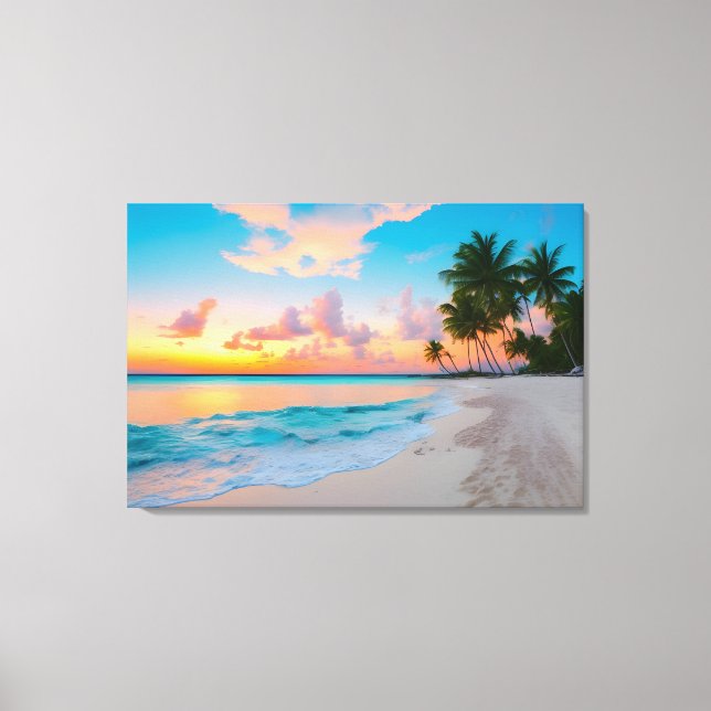 Serene Tropical Beach Sunset Wrapped Canvas (Framsida)