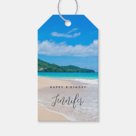 Serene Tropical Destination Scenia Beach Birthday Presentetikett