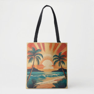 Serene Tropical Sunset med Handflatan Träd Tygkasse