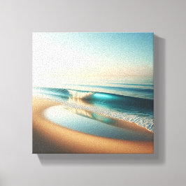 Serene Turquoise Wave Rolling on Golden Sand  Canvastryck
