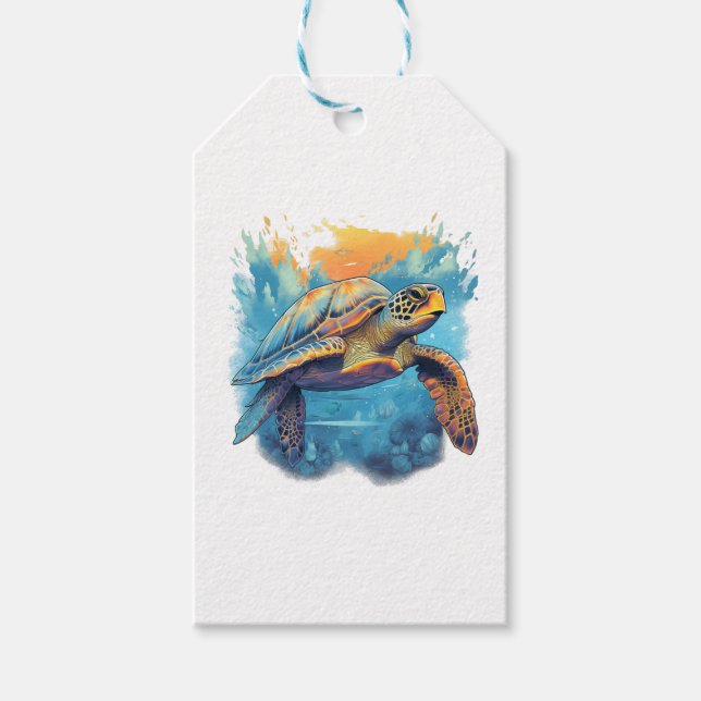 Serene Underwater Turtle Copy Presentetikett (Framsidan)