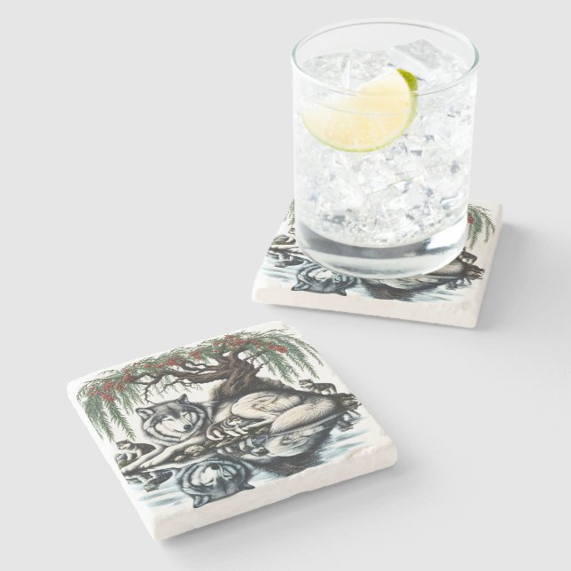 Serene Varg Family Oasis i Idyllic Nature Stenunderlägg (Sidan)