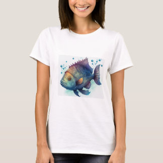 "Serene Vatten: Artistic Fish Design Dam-Shi T Shirt