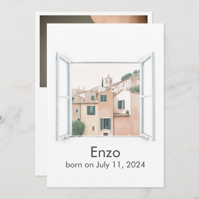 Serene View Italiana Village | ditt foto | Födelse Meddelande (Fram/baksida)