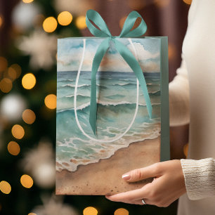 Serene Watercolor Beach Vågar - Ocean Vibes