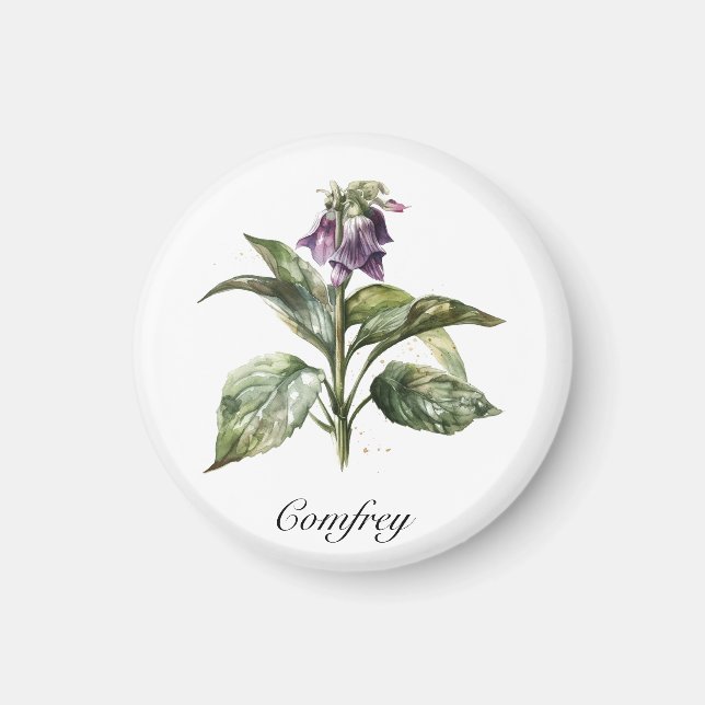 Serene Watercolor Comfrey, anpassningsbar Magnet (Framsidan)