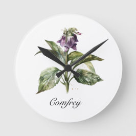 Serene Watercolor Comfrey, anpassningsbar Rund Klocka