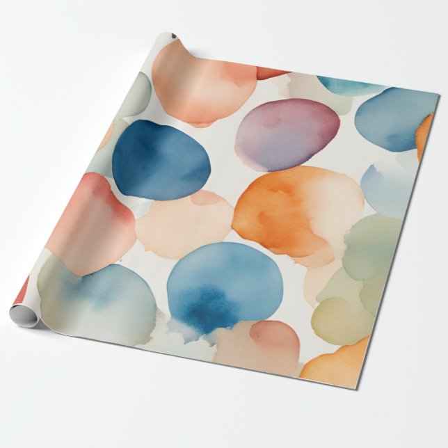 Serene Watercolor Dots Presentpapper (Utrullad)