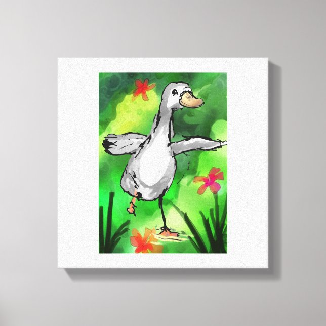 Serene Watercolor Duck Pond Canvas Print  (Framsida)