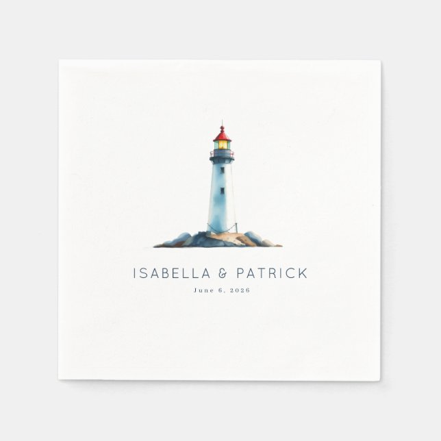 Serene Watercolor Lighthouse Illustration Pappersservett (Framsidan)