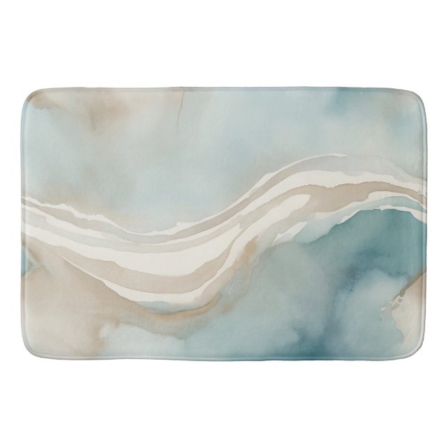 Serene Watercolor Tvättar med Himmel Blue Badrumsmatta (Framsidan)