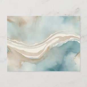 Serene Watercolor Tvättar med Himmel Blue Vykort