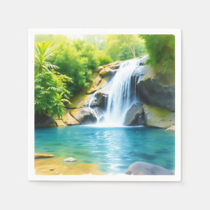 Serene Waterfall Cascading Pappersservett