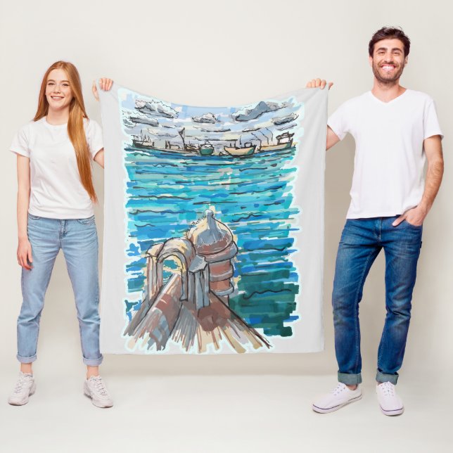 Serene Waterscape i San Juan de Ulua, Veracruz Fleecefilt (På plats)