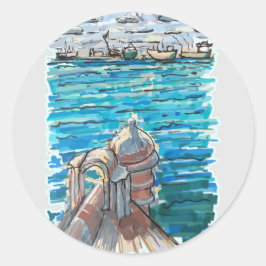 Serene Waterscape i San Juan de Ulua, Veracruz Runt Klistermärke