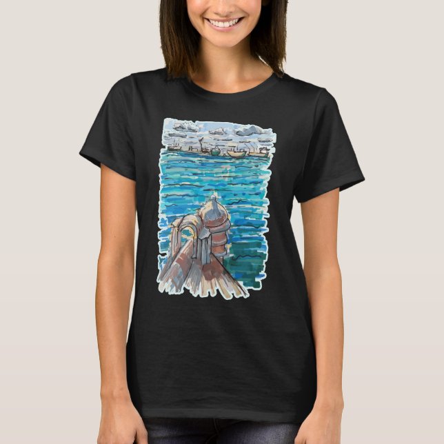 Serene Waterscape i San Juan de Ulua, Veracruz T Shirt (Framsida)