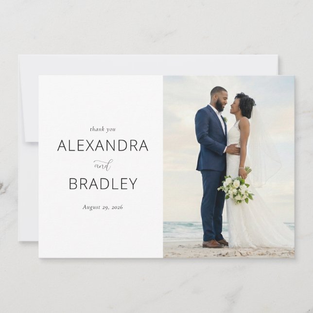 Serene White Minimalist Photo Tack Kort (Framsida)