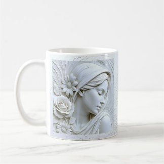 Serene White Plaster Woman Kaffemugg