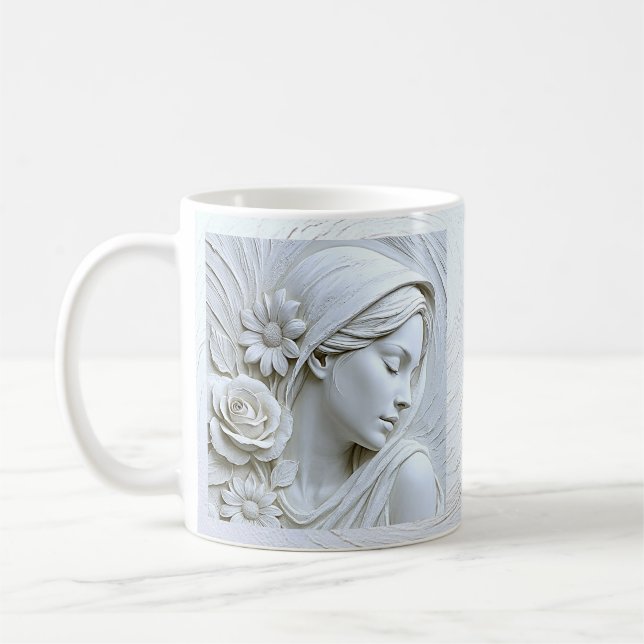 Serene White Plaster Woman Kaffemugg (Vänster)