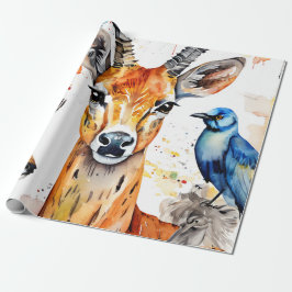 Serene Wildlife Watercolor Collage Presentpapper