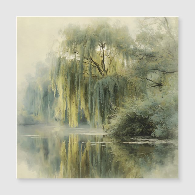 Serene Willow Tree Reflection Nature Art (10) (Framsida)