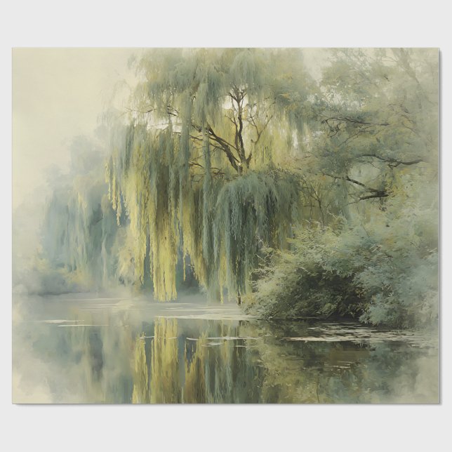 Serene Willow Tree Reflection Nature Art (10) Presentpapper (Platt)
