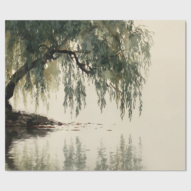 Serene Willow Tree Reflection Nature Art (11) Presentpapper (Platt)