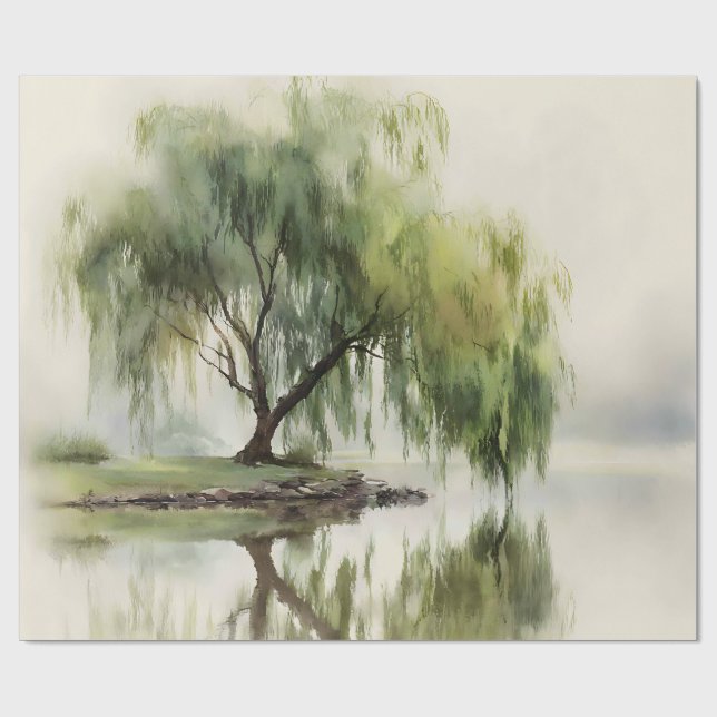 Serene Willow Tree Reflection Nature Art (12) Presentpapper (Platt)