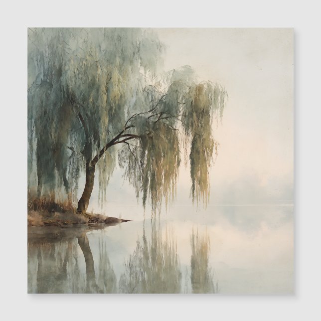 Serene Willow Tree Reflection Nature Art (13) (Framsida)