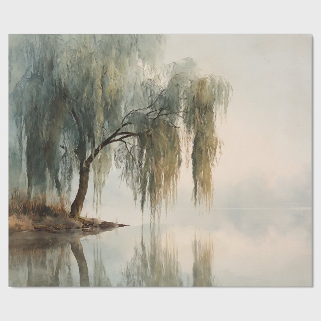 Serene Willow Tree Reflection Nature Art (13) Presentpapper (Platt)