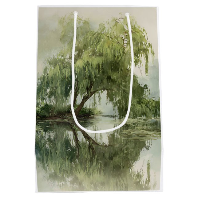 Serene Willow Tree Reflection Nature Art (5) (Baksidan)