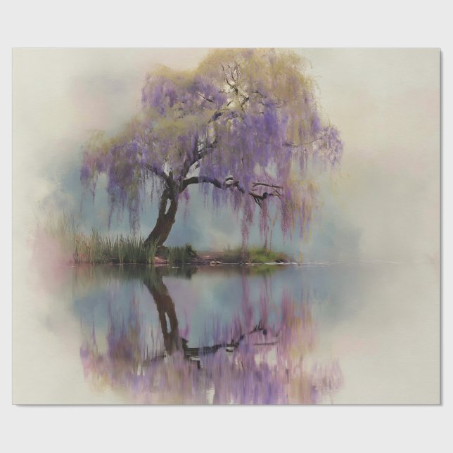 Serene Willow Tree Reflection Nature Art (6) Presentpapper (Platt)