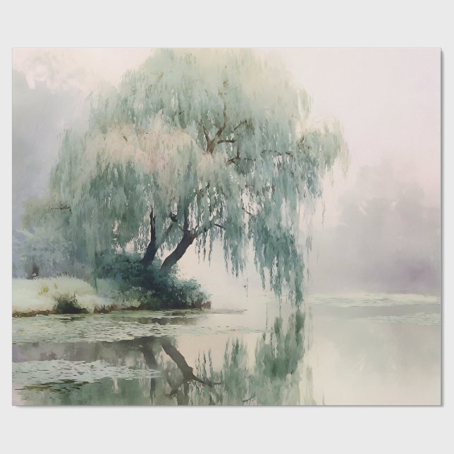Serene Willow Tree Reflection Nature Art (7) Presentpapper (Platt)
