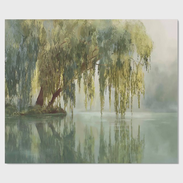 Serene Willow Tree Reflection Nature Art (8) Presentpapper (Platt)
