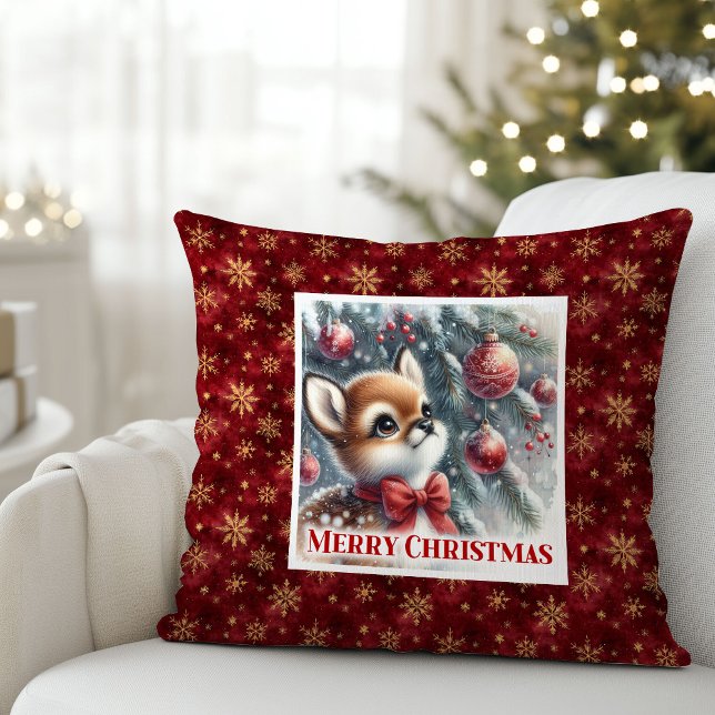 Serene Winter Fawn Snowy Forest Gift kids room  Kudde (Serene Winter Fawn Snowy Forest Gift kids room decor)