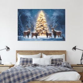 Serene Winter Ligcape med ljusgungande jul Canvastryck