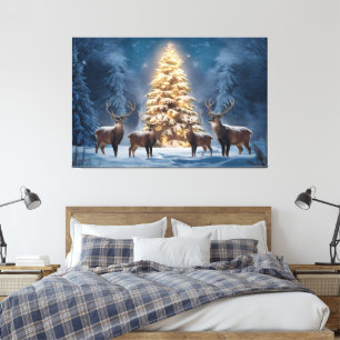 Serene Winter Ligcape med ljusgungande jul Canvastryck