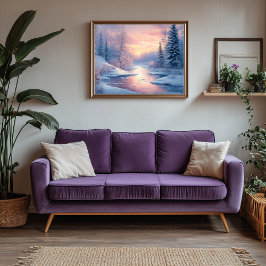 Serene Winter Ligcape med Snö täckt Träd Canvastryck