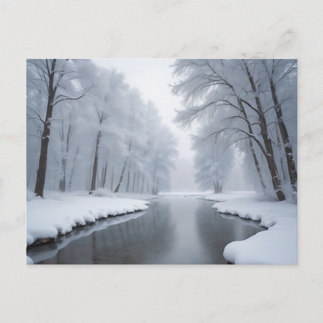 Serene Winter Ligcape med Snö täckt Träd Vykort (Framsida)