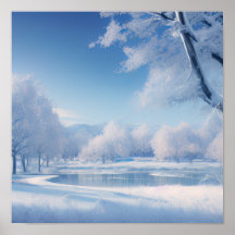 Serene Winter Pond, Calming Winter Scenery
