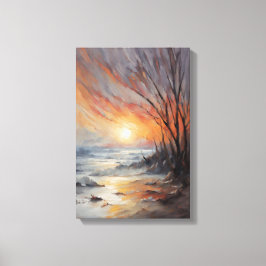 Serene Winter Sunset - Nature Ligcape Art Canvastryck