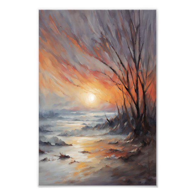 Serene Winter Sunset - Nature Ligcape Art Fototryck (Framsidan)