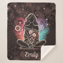 Serene Woman i en Cosmic Blommigt Dream